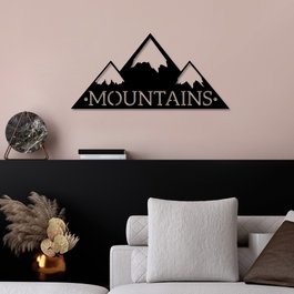 Wallity Mountains Escultura de Pared de Metal Negra